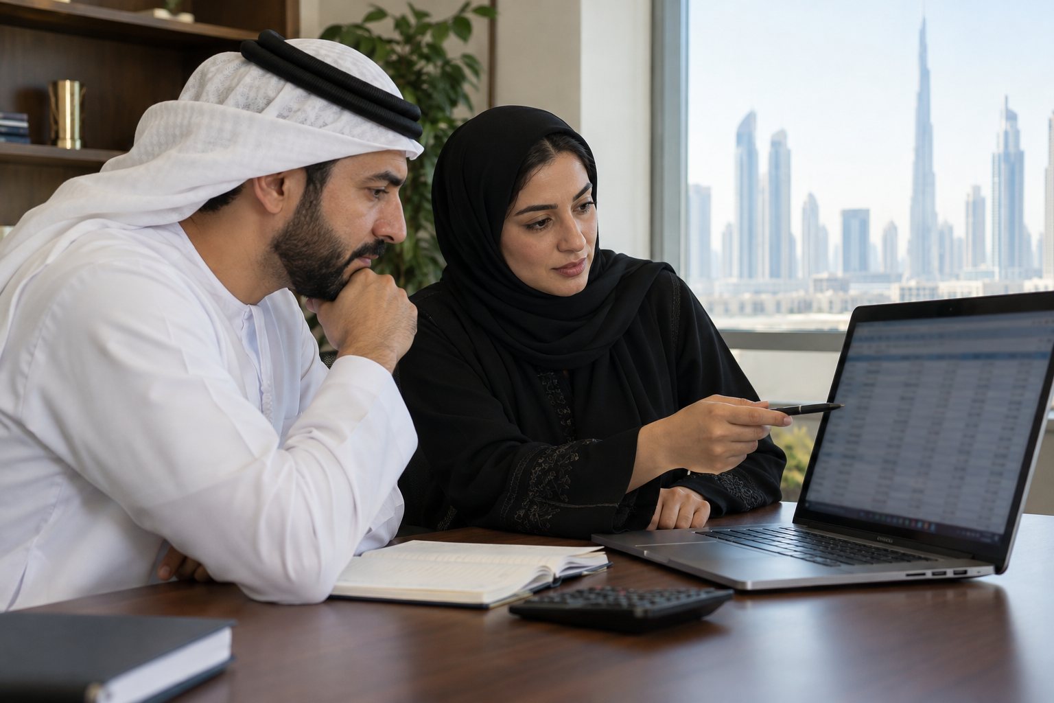 فريق رواتب يراجع كشف رواتب شركة في الإمارات